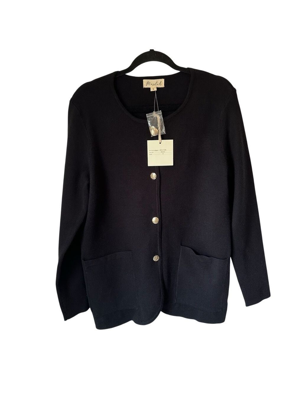 Marled Women’s Black Button Up Long Sleeve Cardigan With Pockets Size Small NWT